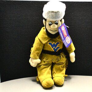 Vintage WVU Mountaineer Mascot Plush  North Star Original Mascot Doll Coonskin